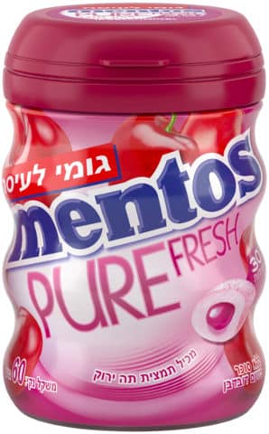מסטיק מנטוס פיור בטעם דובדבן 60 גרם