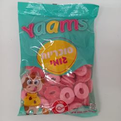 יאמס גומי טבעות מצופה סוכר בטעם תות 500 גרם